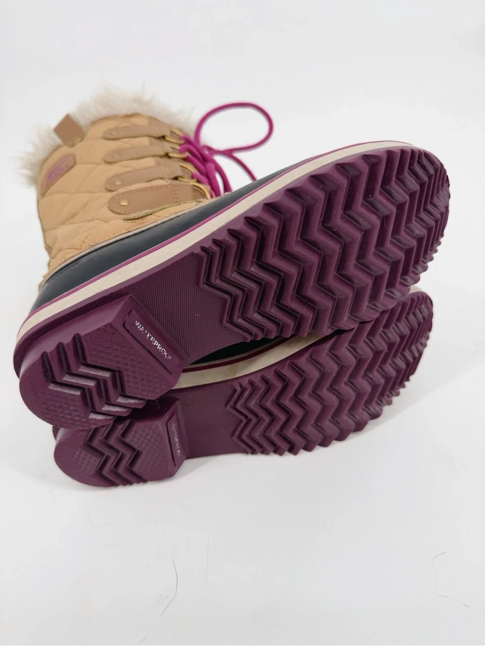Sorel Tofino II Quilted Faux Fur Boots Camel Pink Size 6.5